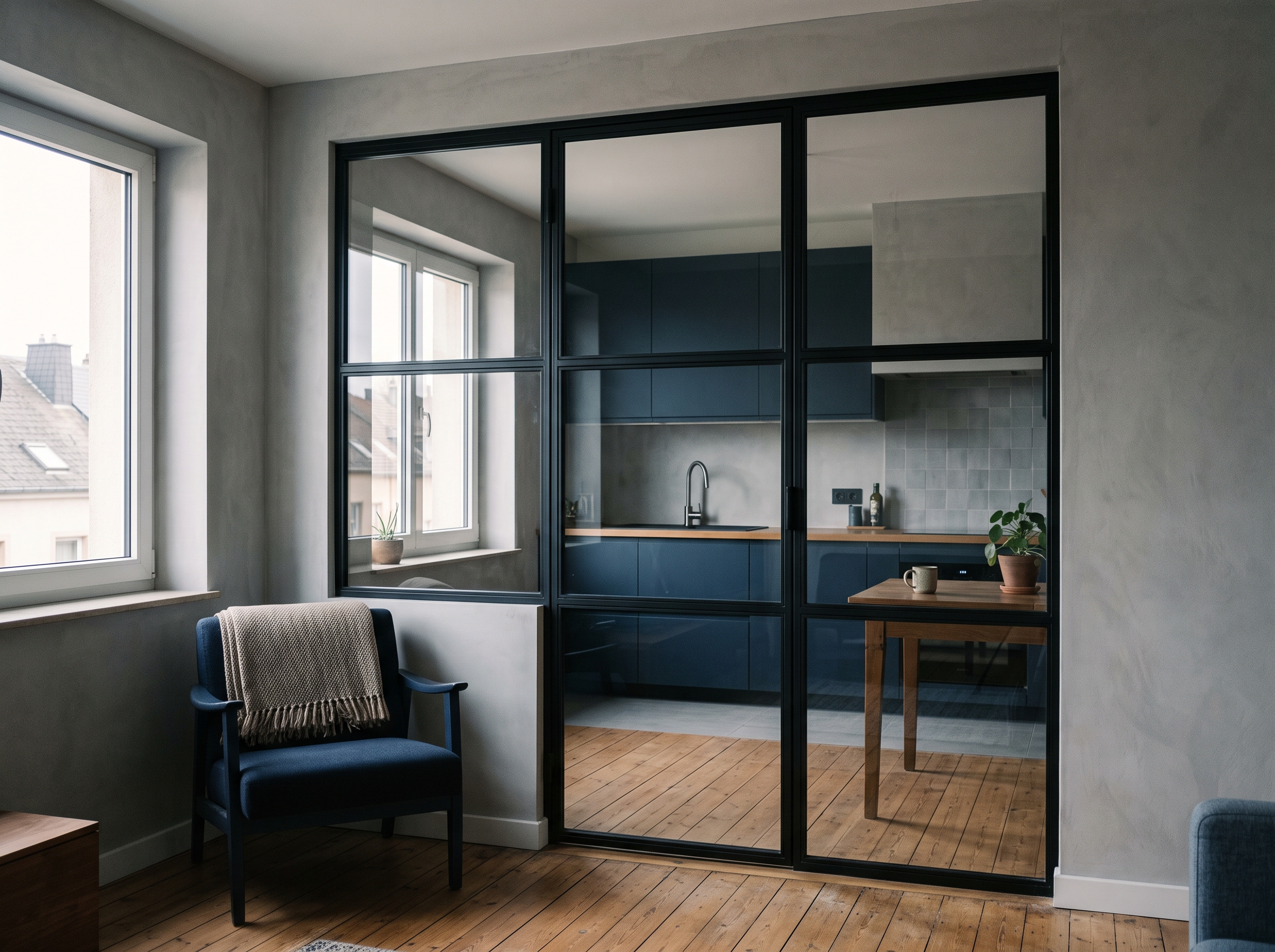 Vérrière acier noir mat loft Belval